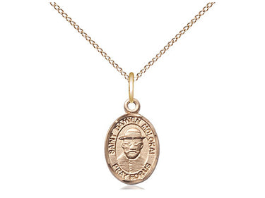 Gold filled St. Damien of Molokai patron saint medal necklace with 18 inch chain, handcrafted by Bliss