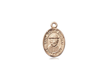 14kt Solid Gold St. Damien of Molokai Patron Saint Medal Pendant - Small 1/2 x 1/4 - Bliss USA Handcrafted