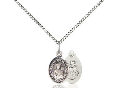 Sterling Silver Small Our Lady of Czestochowa Black Madonna Medal Necklace 1/2x1/4 on 18 Inch Chain by Bliss