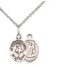 Small sterling silver Guardian Angel dance pendant necklace, 1/2 x 1/4 inch medal on 18 inch curb chain, handcrafted by Bliss Manufacturing