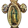 Italian handcrafted wood wall cross featuring Our Lady of Guadalupe with gold accents by RosaryCard