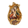 8 inch resin Holy Family holy water font depicting Mary, Joseph, and infant Jesus, wall-mounted Catholic home blessing by Autom