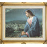Jesus Overlooking City Catholic framed wall art 16x20 with antique gold frame by Adolfo Simeone
