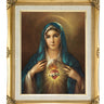 Immaculate Heart of Mary framed Catholic wall art 16x20 Adolfo Simeone antique gold frame linen print