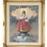 Infant of Prague Catholic framed wall art 16x20 with antique gold frame and linen print by Adolfo Simeone
