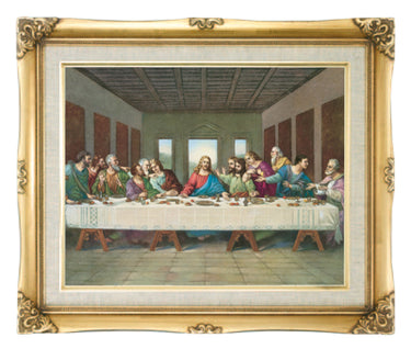 Last Supper Catholic framed wall art 16x20 linen print antique gold frame Adolfo Simeone