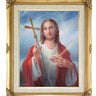 Jesus Christ carrying the Cross Catholic framed wall art 16x20 inches with antique gold frame by Adolfo Simeone