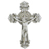 10 inch gray Baroque resin wall crucifix with Italian corpus and St Benedict medals European Catholic home decor