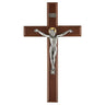 12 inch St. Mark walnut wood wall crucifix with detailed corpus, handcrafted Catholic religious art by Autom