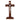 9 inch cherry wood standing table crucifix with Italian corpus and St Benedict medals handcrafted Catholic