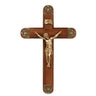 15 inch traditional maple wood crucifix sick call set with cherry stain finish standing base and wall mount capability