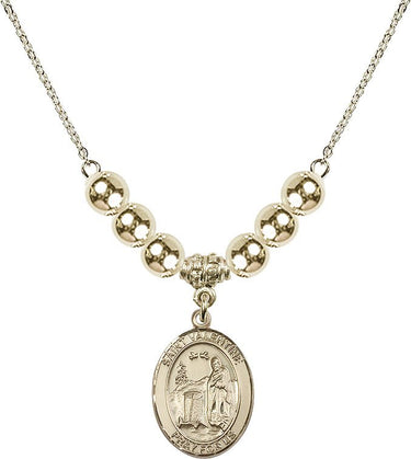 Saint Valentine of Rome Crystal Necklace | 3/4 inch | 6mm Beads _x0014_ 14kt Gold Filled