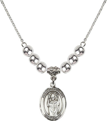Saint Stanislaus Krakow Crystal Necklace | 3/4 inch | 6mm Beads _x0014_ Sterling Silver