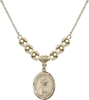 Saint Marcellin Champagnat Crystal Necklace | 3/4 inch | 6mm Beads _x0014_ 14kt Gold Filled