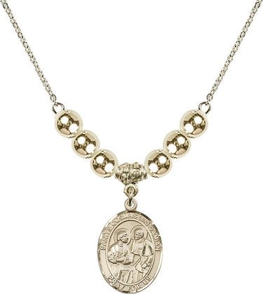 Saints Cosmas & Damian Crystal Necklace | 3/4 inch | 6mm Beads _x0014_ 14kt Gold Filled