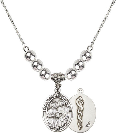 Saints Cosmas & Damian / Doctors Crystal Necklace | 3/4 inch _x0014_ Sterling Silver