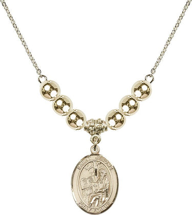 Saint Jerome Crystal Necklace | 3/4 inch | 6mm Beads _x0014_ 14kt Gold Filled