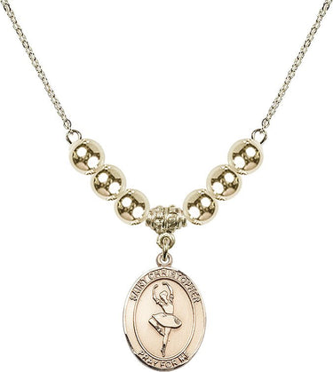 Saint Christopher Crystal Necklace | 3/4 inch | 6mm Beads _x0014_ 14kt Gold Filled