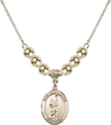 Saint Christopher Cross Crystal Necklace | 3/4 inch | 6mm Beads _x0014_ 14kt Gold Filled