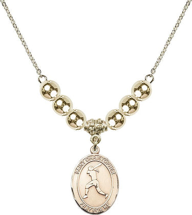 Saint Christopher Crystal Necklace | 3/4 inch | 6mm Beads _x0014_ 14kt Gold Filled