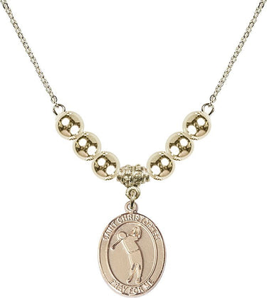 Saint Christopher Crystal Necklace | 3/4 inch | 6mm Beads _x0014_ 14kt Gold Filled