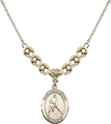 Saint Christopher Crystal Necklace | 3/4 inch | 6mm Beads _x0014_ 14kt Gold Filled