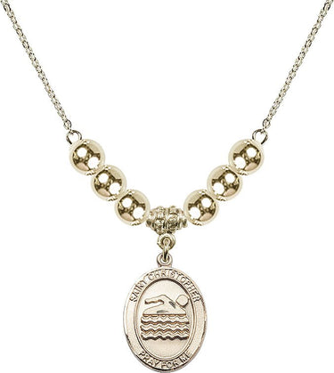 Saint Christopher Crystal Necklace | 3/4 inch | 6mm Beads _x0014_ 14kt Gold Filled