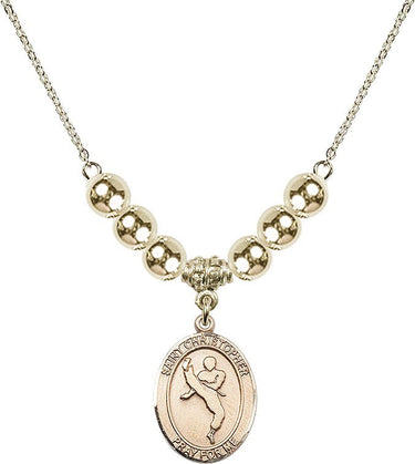 Saint Christopher Crystal Necklace | 3/4 inch | 6mm Beads _x0014_ 14kt Gold Filled