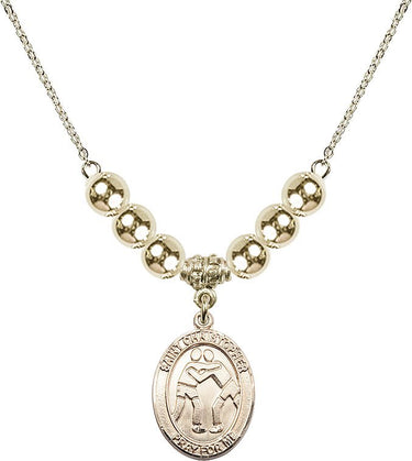 Saint Christopher Crystal Necklace | 3/4 inch | 6mm Beads _x0014_ 14kt Gold Filled