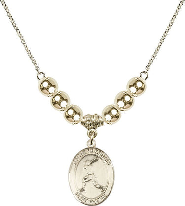 Saint Sebastian Crystal Necklace | 3/4 inch | 6mm Beads _x0014_ 14kt Gold Filled
