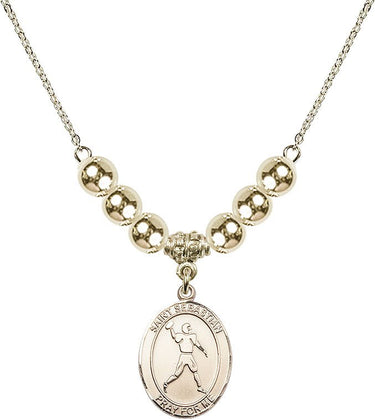 Saint Sebastian Crystal Necklace | 3/4 inch | 6mm Beads _x0014_ 14kt Gold Filled