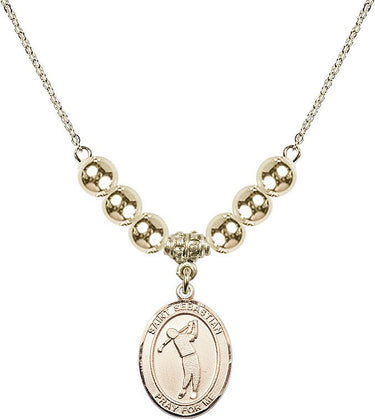 Saint Sebastian Crystal Necklace | 3/4 inch | 6mm Beads _x0014_ 14kt Gold Filled