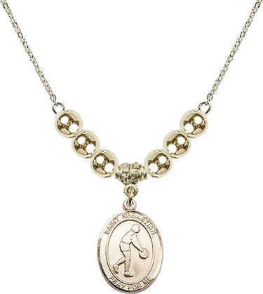 Saint Sebastian Crystal Necklace | 3/4 inch | 6mm Beads _x0014_ 14kt Gold Filled
