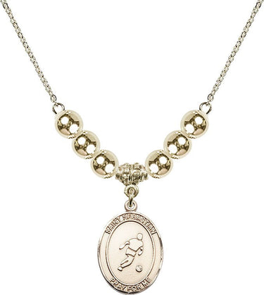 Saint Sebastian Crystal Necklace | 3/4 inch | 6mm Beads _x0014_ 14kt Gold Filled