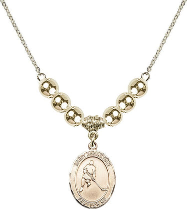 Saint Sebastian Crystal Necklace | 3/4 inch | 6mm Beads _x0014_ 14kt Gold Filled