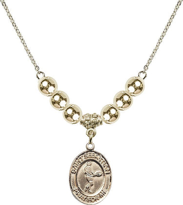 Saint Sebastian Crystal Necklace | 3/4 inch | 6mm Beads _x0014_ 14kt Gold Filled