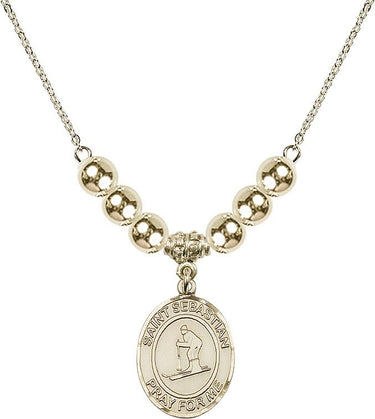 Saint Sebastian Crystal Necklace | 3/4 inch | 6mm Beads _x0014_ 14kt Gold Filled