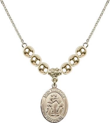 Saint Sebastian Crystal Necklace | 3/4 inch | 6mm Beads _x0014_ 14kt Gold Filled