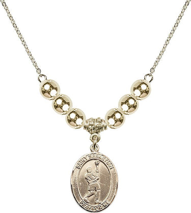 Saint Sebastian Cross Crystal Necklace | 3/4 inch | 6mm Beads _x0014_ 14kt Gold Filled