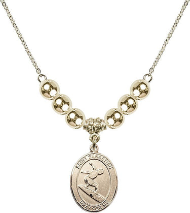 Saint Sebastian Crystal Necklace | 3/4 inch | 6mm Beads _x0014_ 14kt Gold Filled