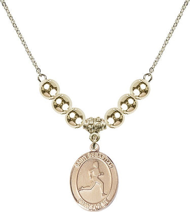 Saint Sebastian Crystal Necklace | 3/4 inch | 6mm Beads _x0014_ 14kt Gold Filled