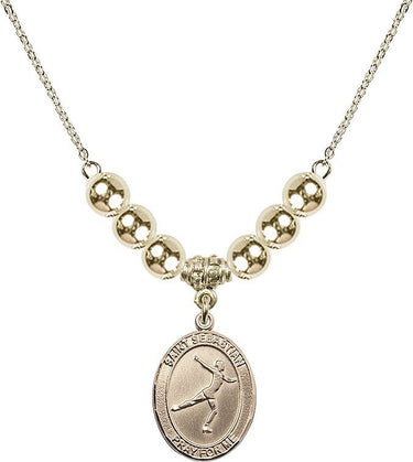 Saint Sebastian Crystal Necklace | 3/4 inch | 6mm Beads _x0014_ 14kt Gold Filled