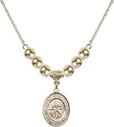 Saint Sebastian Crystal Necklace | 3/4 inch | 6mm Beads _x0014_ 14kt Gold Filled
