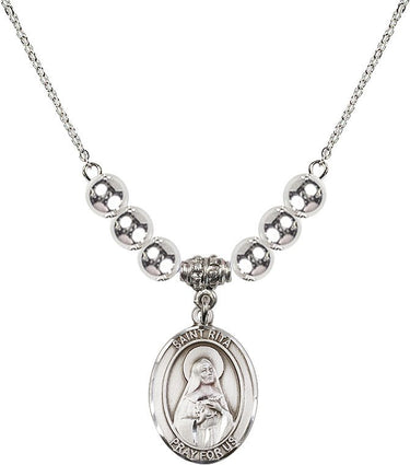 Saint Rita of Cascia Crystal Necklace | 3/4 inch | 6mm Beads _x0014_ Sterling Silver