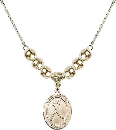 Saint Sebastian Crystal Necklace | 3/4 inch | 6mm Beads _x0014_ 14kt Gold Filled