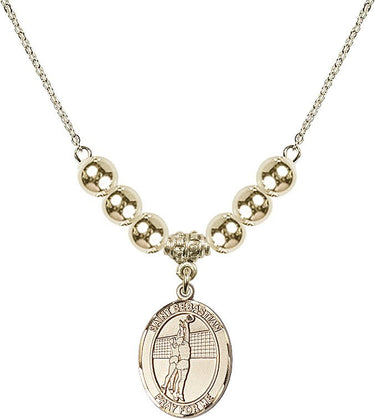 Saint Sebastian Crystal Necklace | 3/4 inch | 6mm Beads _x0014_ 14kt Gold Filled