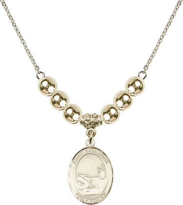 Saint Sebastian Crystal Necklace | 3/4 inch | 6mm Beads _x0014_ 14kt Gold Filled