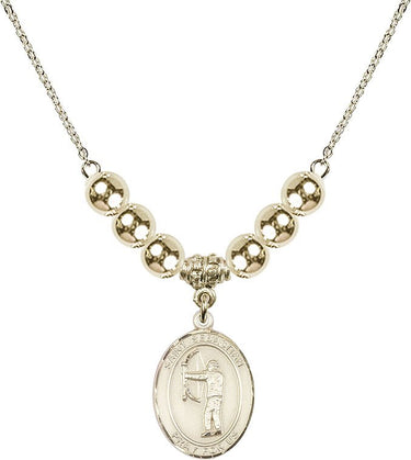 Saint Sebastian Crystal Necklace | 3/4 inch | 6mm Beads _x0014_ 14kt Gold Filled