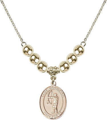 Saint Christopher Crystal Necklace | 3/4 inch | 6mm Beads _x0014_ 14kt Gold Filled
