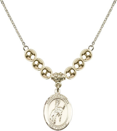 Saint Sebastian Crystal Necklace | 3/4 inch | 6mm Beads _x0014_ 14kt Gold Filled
